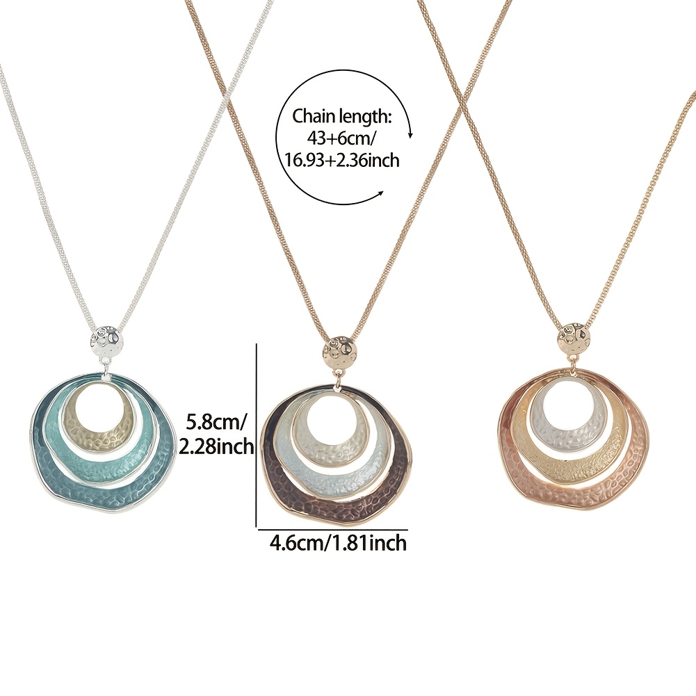Zinc Alloy Simple Circular Geometric Pendant Necklace